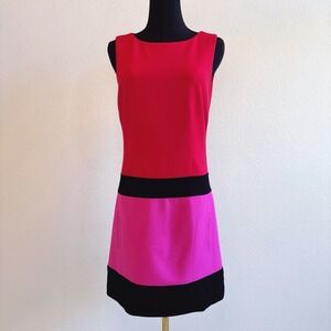 Laundry by Shelli Segal, sz 4, Red Sleeveless Ponte dress, colorblock sheath